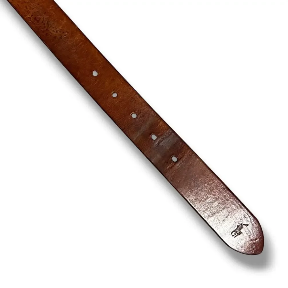 Vintage 90s Y2K Polo Ralph Lauren Italian Saddle Leather Belt Brown Brass Sz 34